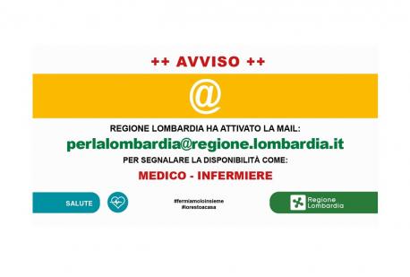 Regione Lombardia cerca la disponibilità di medici ed infermieri