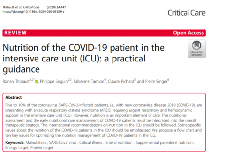 Nutrition of the COVID-19 patient in the intensive care unit (ICU): a practical guidance